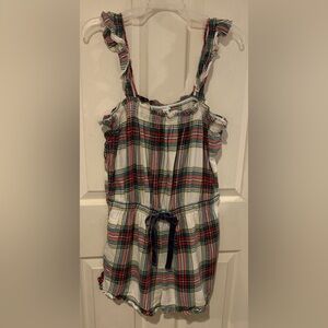 Aerie Christmas Plaid Flannel Romper Pajamas